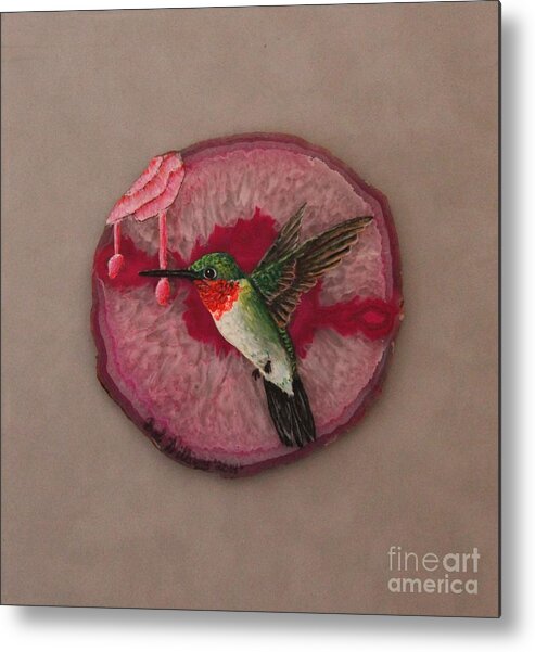 Hummingbird Metal Print featuring the painting Ruby Throated Hummer by Bob Williams