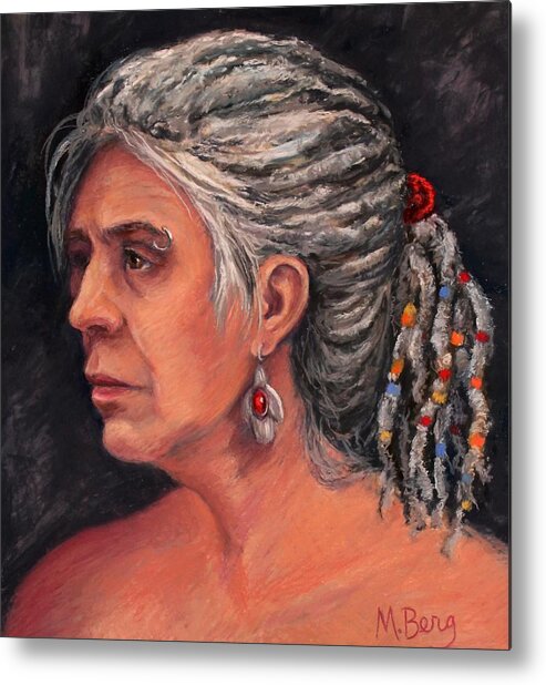 Portrait Metal Print featuring the painting Seen it All by Marian Berg