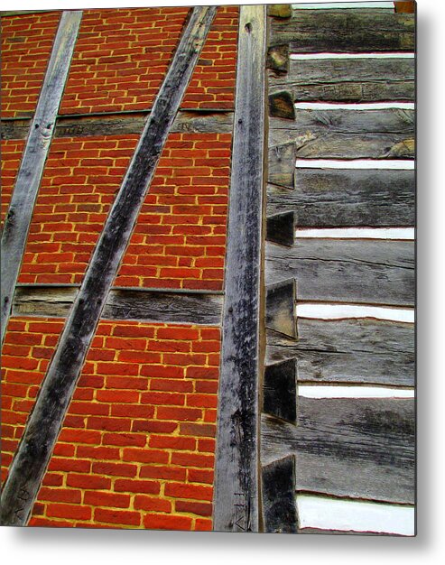 Old Salem Metal Print featuring the photograph Single Brothers Joints At Wall by Randall Weidner