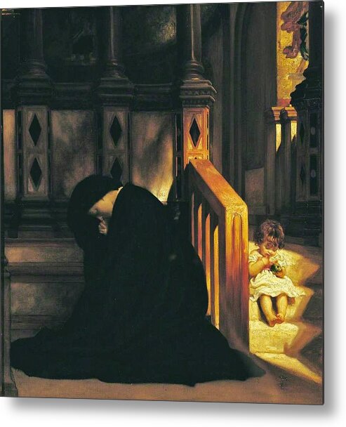 Lord Frederic Leighton Metal Print featuring the painting The Widow's Prayer by MotionAge Designs