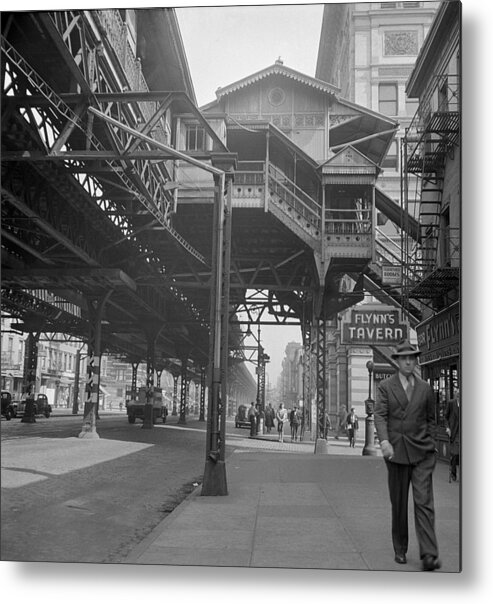 History Metal Print featuring the photograph Third Avenue Elevated Railway, New by Science Source