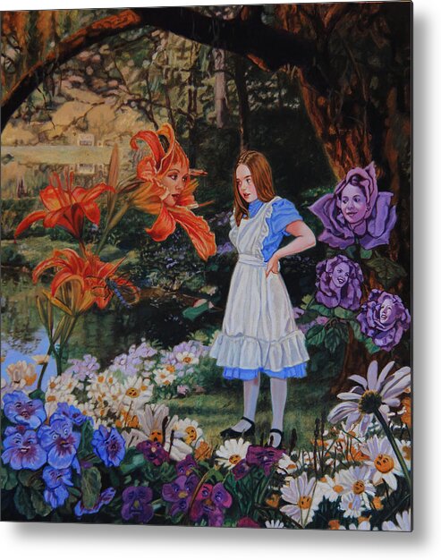 Alice Metal Print featuring the painting Through The Looking Glass by Patrick Whelan