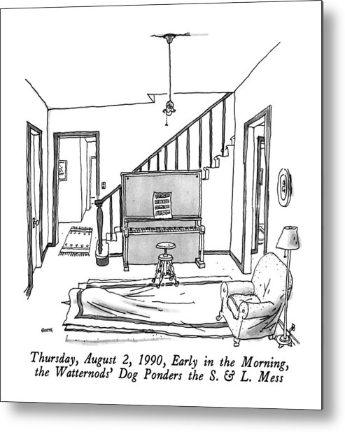Thursday Metal Print featuring the drawing Thursday, August 2, 1990, Early In The Morning by George Booth