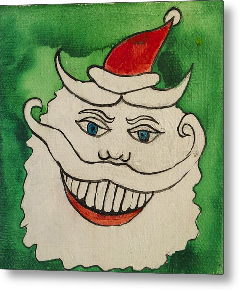 Santa Metal Print featuring the painting Tillie the Mischievous Santa by Patricia Arroyo