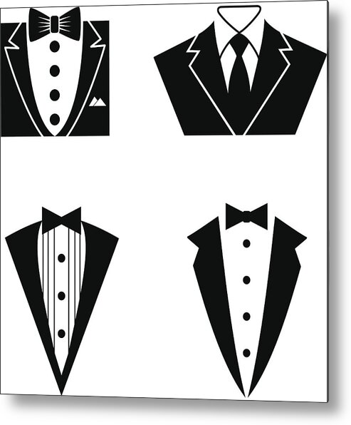 Menswear Metal Print featuring the drawing Tuxedo Icon Set by Diane Labombarbe