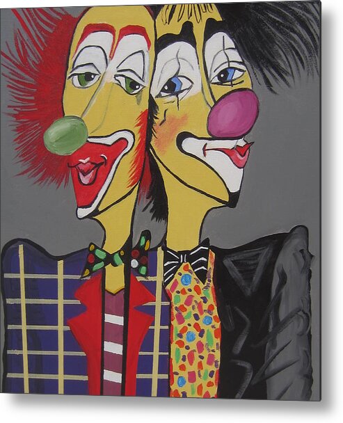 Two Heads Are Better Then One Metal Print featuring the painting Two Heads Are Better Then One by Nora Shepley