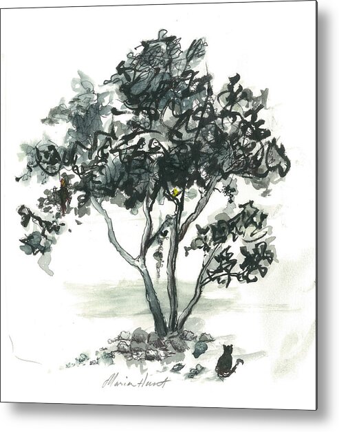 Tree Metal Print featuring the painting Studying the Menu by Maria Hunt