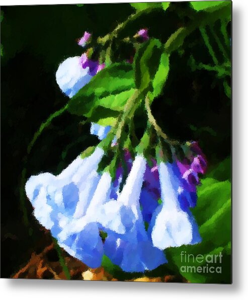  Metal Print featuring the digital art Blue Bells by Denise Dempsey Kane