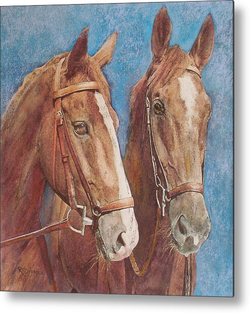 Horse Metal Print featuring the painting Chestnut Pals by Richard James Digance