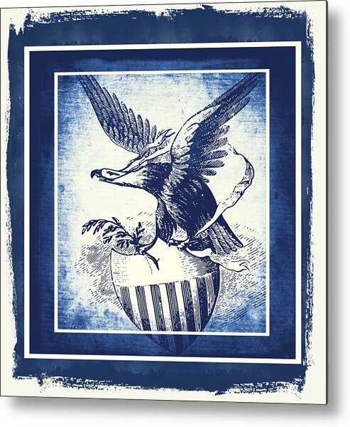 Usa Metal Print featuring the mixed media On Eagles Wings Blue by Angelina Tamez