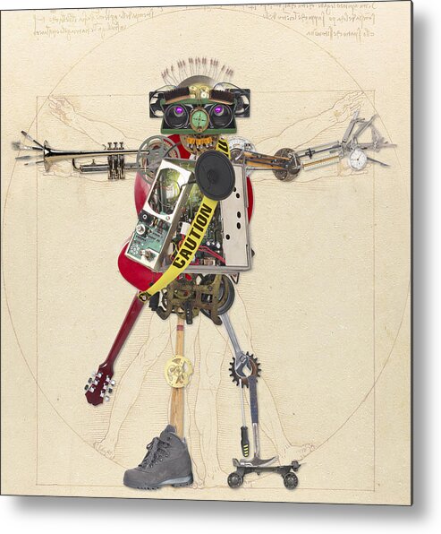 Assemblage Metal Print featuring the digital art Reconstructed Man by Merrill Miller