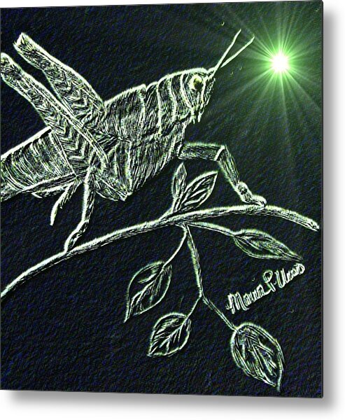 Grasshopper Metal Print featuring the digital art The Grasshopper by Maria Urso