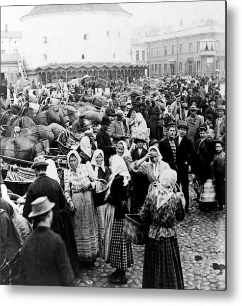 Vyborg Metal Print featuring the photograph Vyborg Market Place c 1897 by International Images