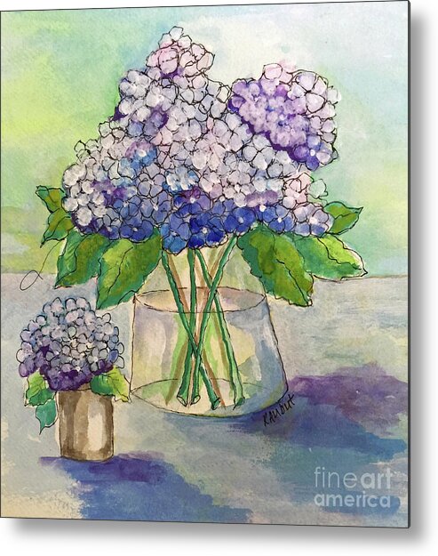 Hydrangea Metal Print featuring the painting Hydrangea #2 by Rosemary Aubut