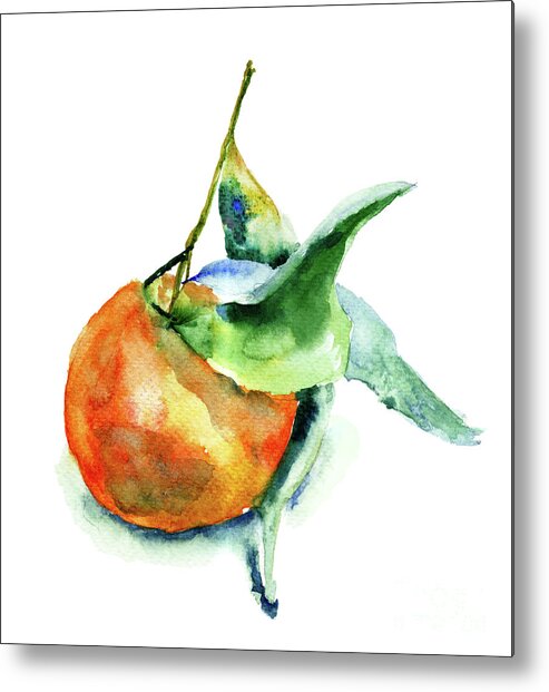 Background Metal Print featuring the painting Mandarin fruits #1 by Regina Jershova