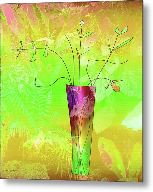 Vase Metal Print featuring the digital art Garden vase #2 by Iris Gelbart