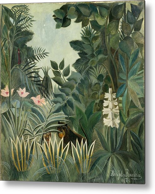 Henri Rousseau Metal Print featuring the painting The Equatorial Jungle #2 by Henri Rousseau