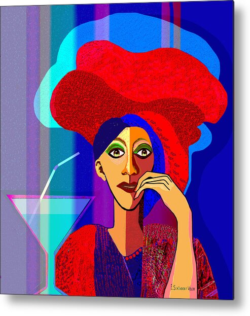  Bright Colours Metal Print featuring the painting 909 Summer Cocktail Lady V by Irmgard Schoendorf Welch