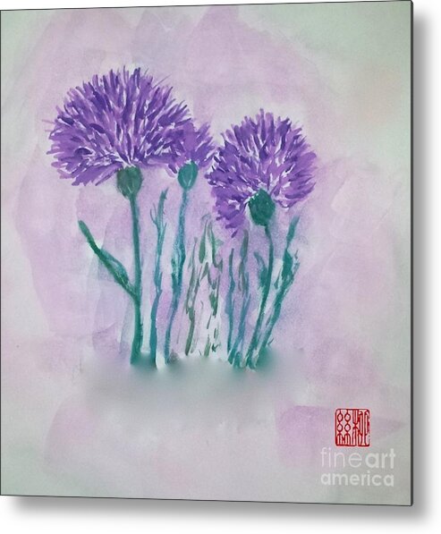 Purple Flowers Metal Print featuring the painting A Study in Purple by Margaret Welsh Willowsilk