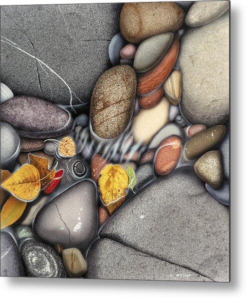 Jon Q Wright Metal Print featuring the painting Autumn Stones by JQ Licensing