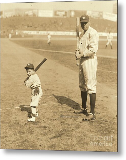 Batting With The Babe Metal Print featuring the photograph Batting with the Babe by Padre Art