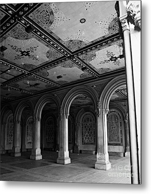 Central Park Metal Print featuring the photograph Bethesda Terrace Arcade in Central Park - BW by James Aiken