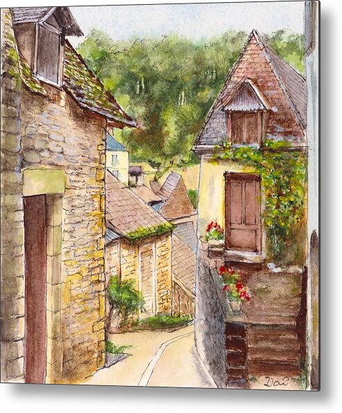 Village Metal Print featuring the painting Beynac et Cazenac Nouvelle Aquitaine France by Dai Wynn