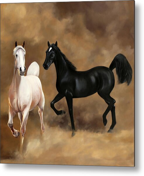 Horsescape Metal Print featuring the painting Bianco E Nero by Danka Weitzen