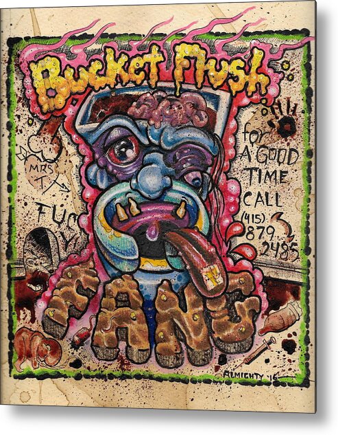 Ryan Almighty Metal Print featuring the painting BUCKET FLUSH and FANG cover art by Ryan Almighty