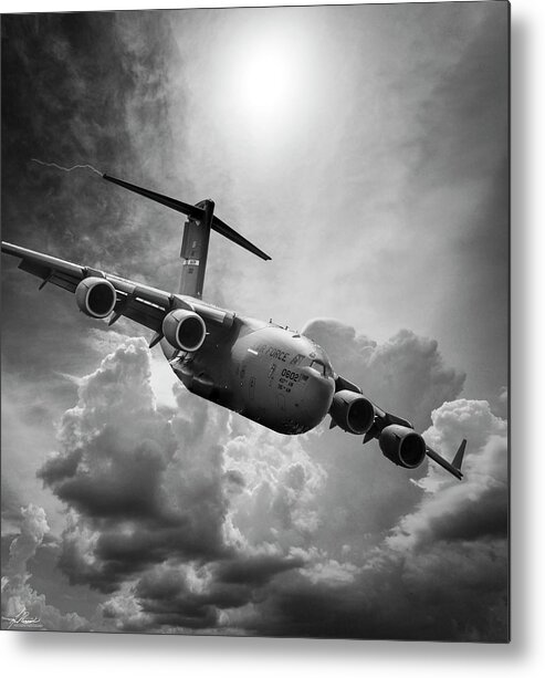 Clouds Metal Print featuring the photograph C-17 Globemaster by Phil And Karen Rispin