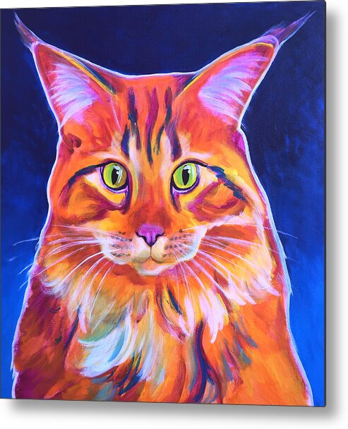 Maine Coon Metal Print featuring the painting Cat - Cosmo by Dawg Painter