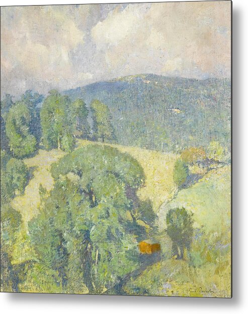 Emil Carlsen Metal Print featuring the painting Connecticut Hillside by Emil Carlsen
