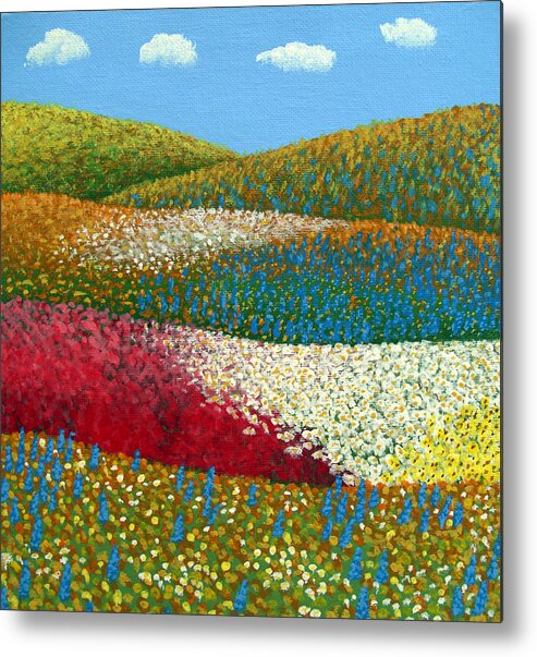 Landscape Painting Metal Print featuring the painting Fields of Flowers by Frederic Kohli
