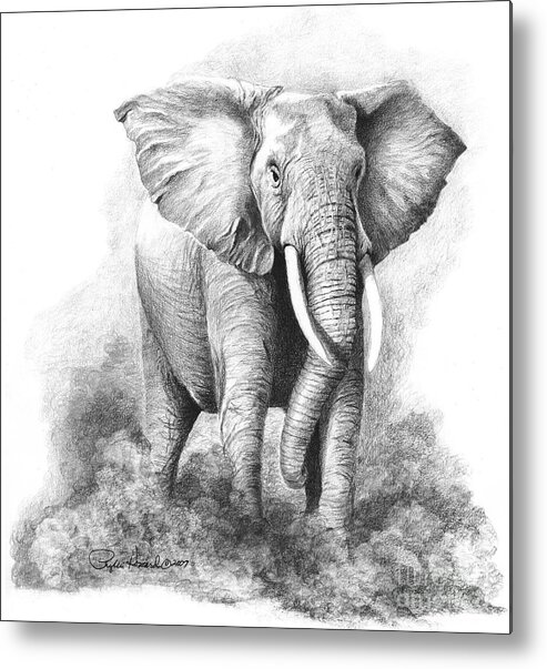 Elephant Metal Print featuring the drawing Final Warning by Phyllis Howard