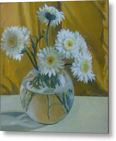 Still Life Metal Print featuring the painting Flowers by Elena Oleniuc