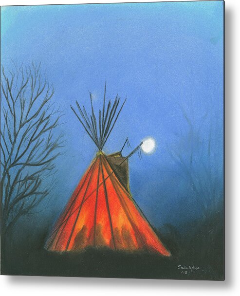 Tepee Metal Print featuring the pastel Glowing Tepee by Sheila Johns