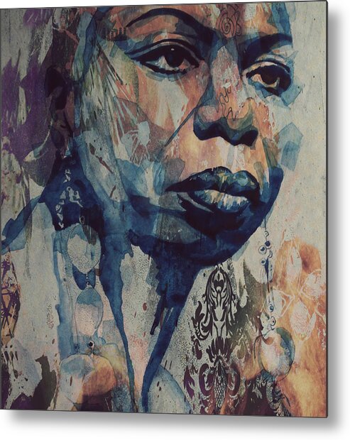 Nina Simone Metal Print featuring the mixed media I Wish I Knew How It Would Be Feel To Be Free by Paul Lovering