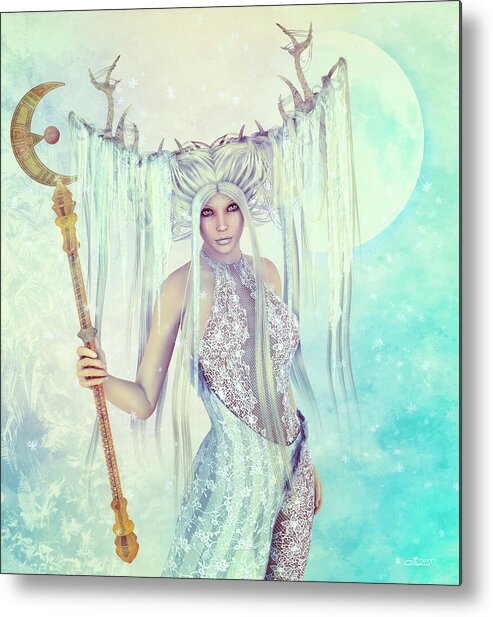 3d Metal Print featuring the digital art Ice Moon Princess by Jutta Maria Pusl