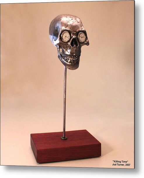 Steel Sculpture Metal Print featuring the sculpture Killing Time by Jud Turner