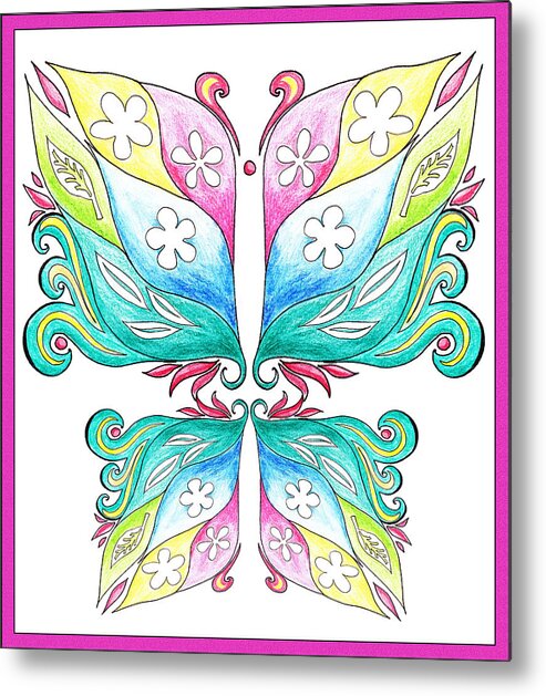 Butterfly Metal Print featuring the painting Magic Floral Butterfly Baby Pink by Irina Sztukowski