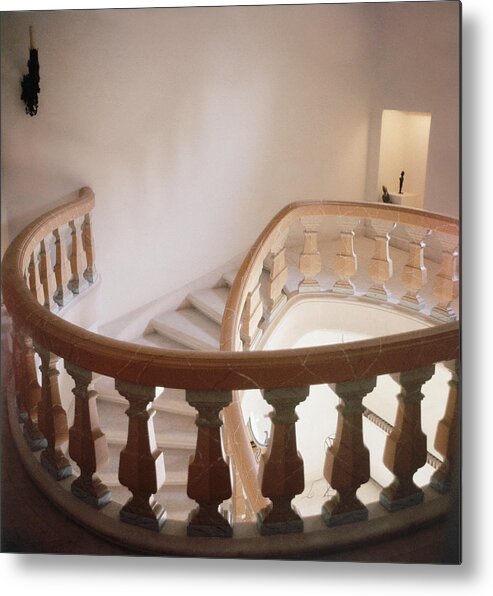 Balustrade Metal Print featuring the photograph Marble Spiral Staircase by Horst P Horst