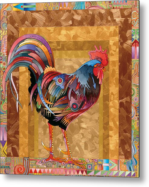 Domestic Animals Metal Print featuring the painting Metallic Rooster by Bob Coonts