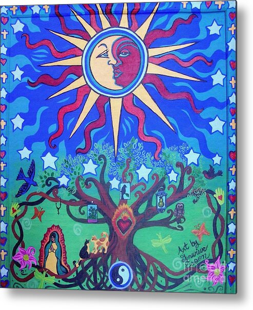 Tree Metal Print featuring the painting Mexican Retablos Prayer Board by Genevieve Esson