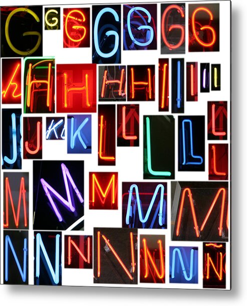  Metal Print featuring the photograph neon sign series G through N by Mike Ledray