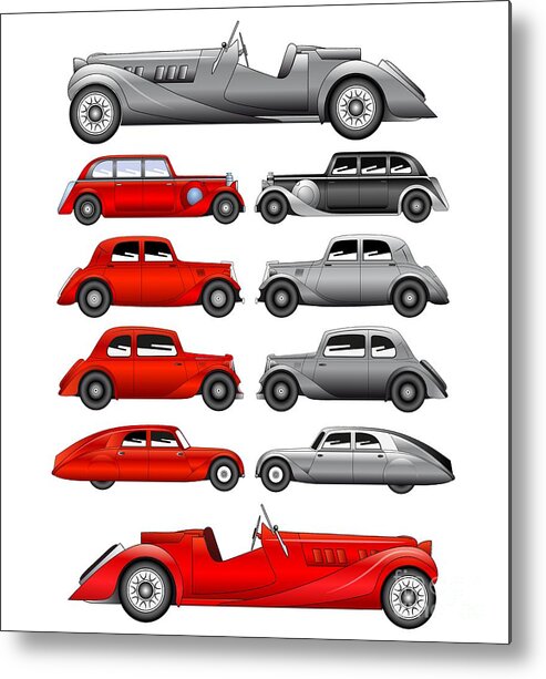 Car Metal Print featuring the digital art Old Cars by Michal Boubin