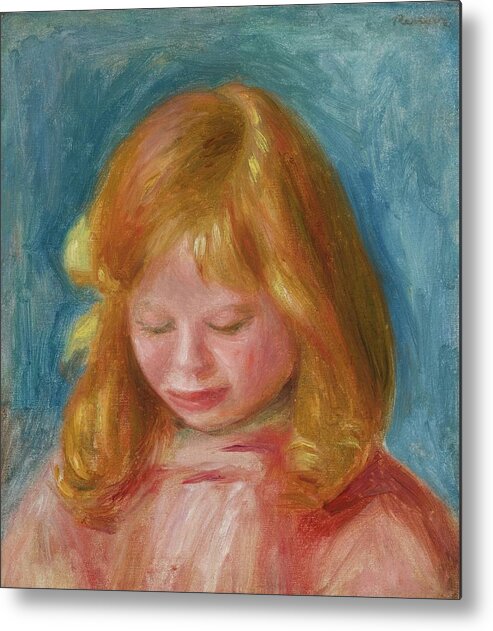 Pierre-auguste Renoir 1841-1919 Portrait De Jean Renoir. Girl Metal Print featuring the painting Portrait De Jean Renoir by MotionAge Designs