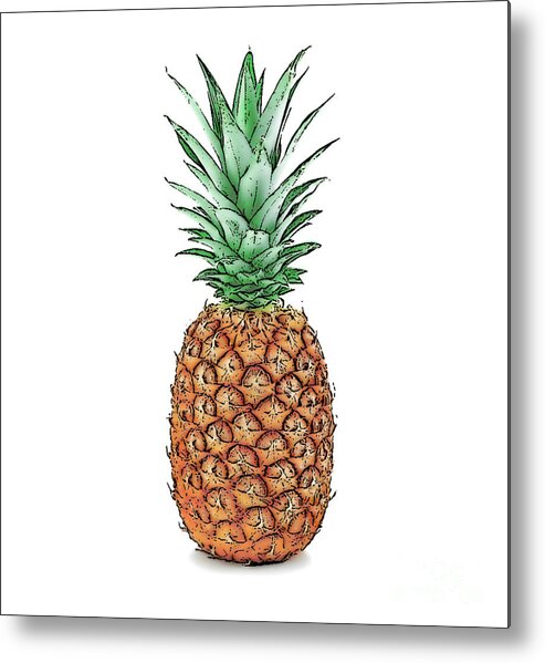 Pineapple Art Metal Print featuring the digital art Pretty Pineapple by Jennifer Capo