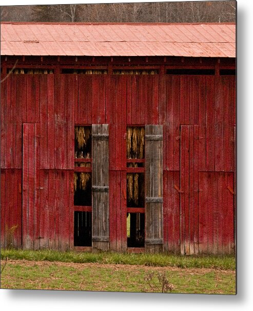 Tobacco Metal Print featuring the photograph Red Tobacco Barn by Douglas Barnett