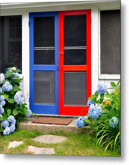 Door Metal Print featuring the photograph Red white and Blue by Sue Morris