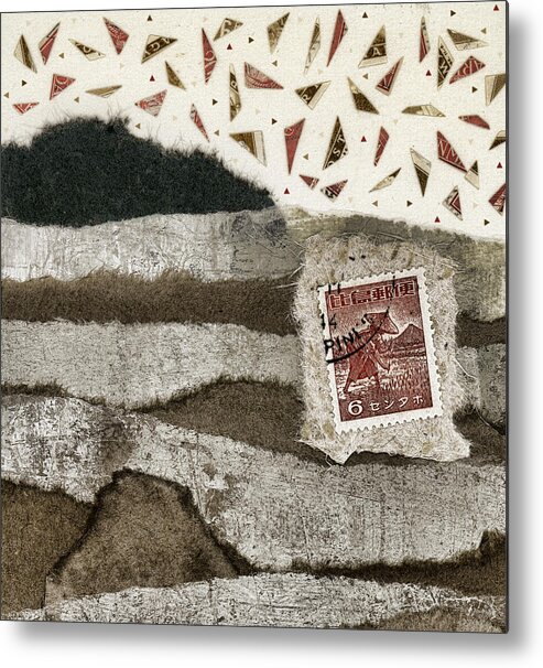 Collage Metal Print featuring the mixed media Rice Paddies Collage by Carol Leigh